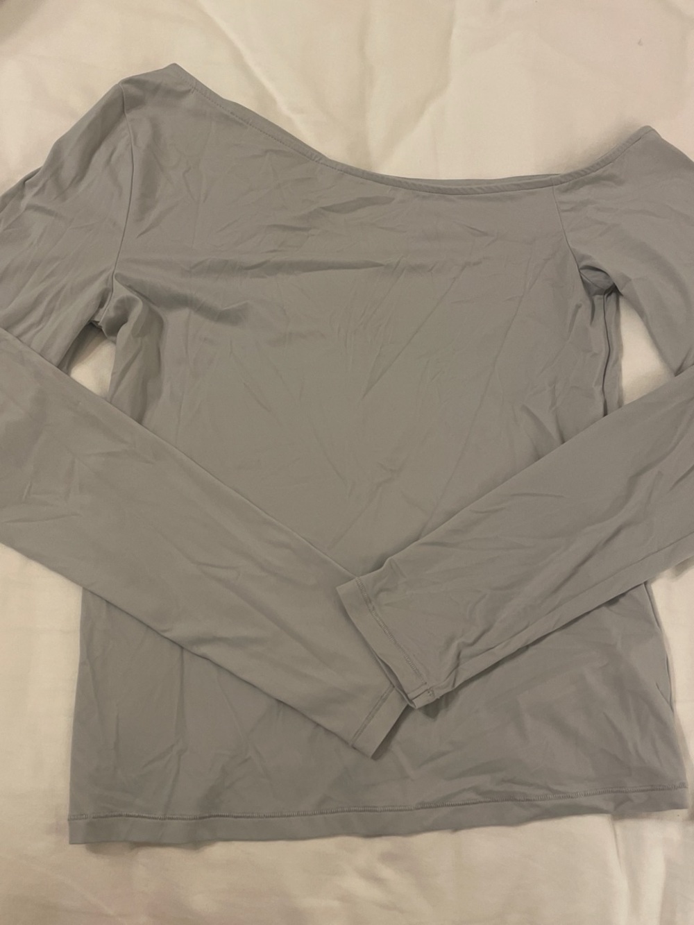 Aritzia Light Gray Off-Shoulder Long Sleeve Top